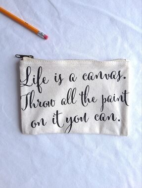 Canvas Pencil Case Cosmetic Bag Cream Black